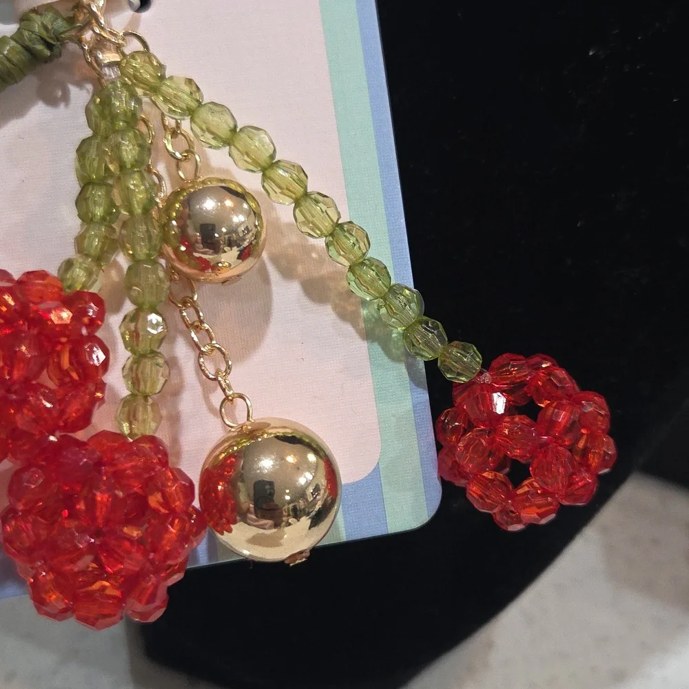 🍒▪️Piper K▪️ Uk Exclusive Red Beaded Key Made In India  Chain Bag Charm